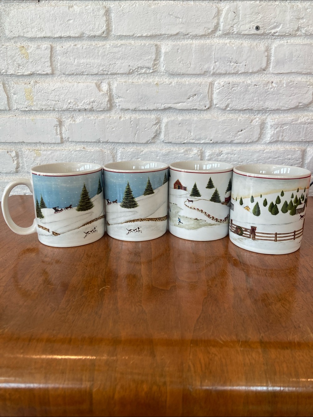 Vintage David Carter Brown Christmas Valley Holiday Farmhouse Mugs